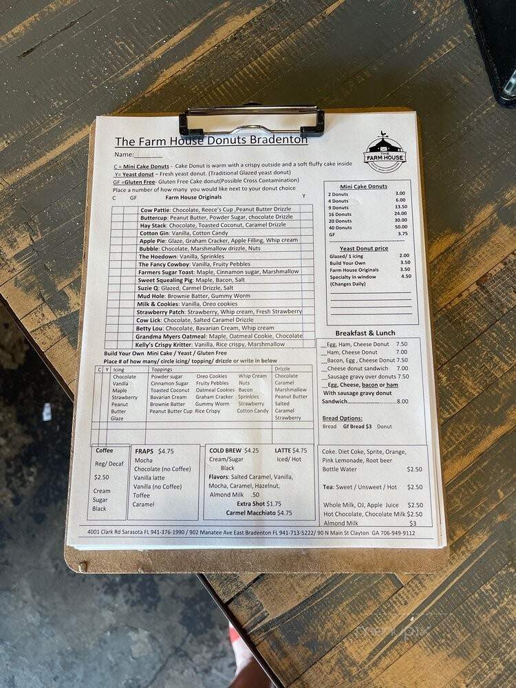 The Farmhouse - Bradenton, FL menu_pic