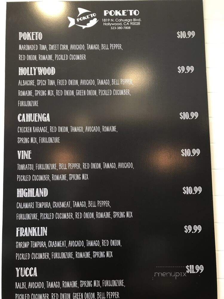 Poke'To - Los Angeles, CA menu_pic