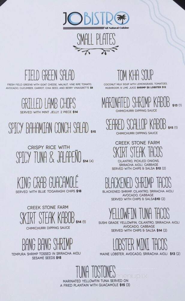 Jo Bistro - West Palm Beach, FL menu_pic