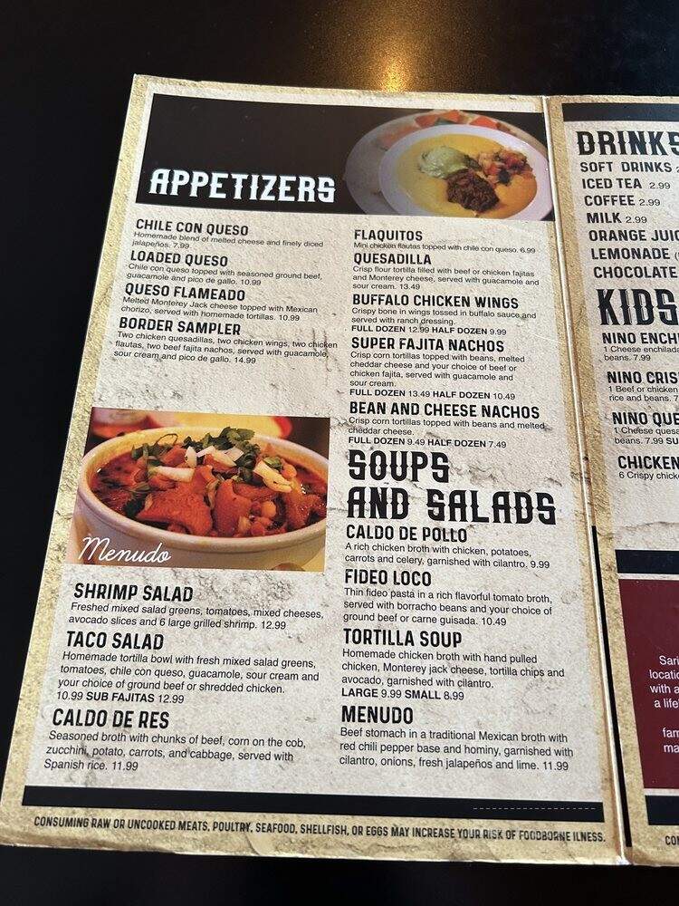 Sarita's Mexican Restaurant - San Antonio, TX menu_pic