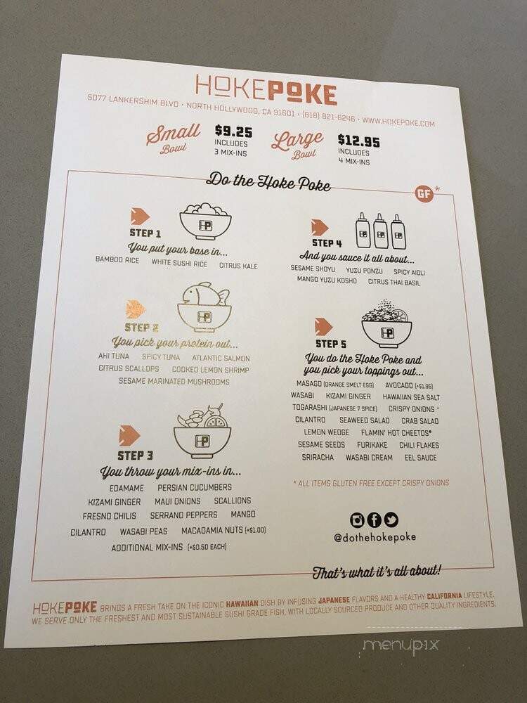 Hoke Poke - North Hollywood, CA menu_pic