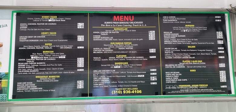 Matthews Kitchen Truck - Culver City, CA menu_pic