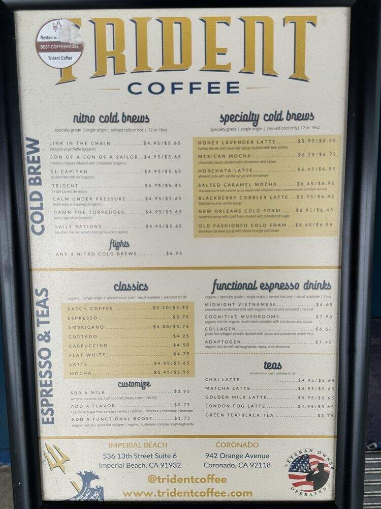 Trident Coffee - Imperial Beach, CA menu_pic