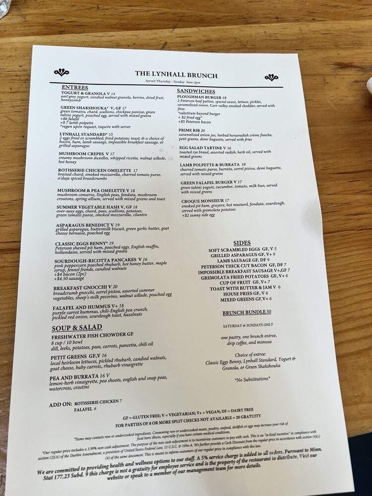 The Lynhall - Minneapolis, MN menu_pic