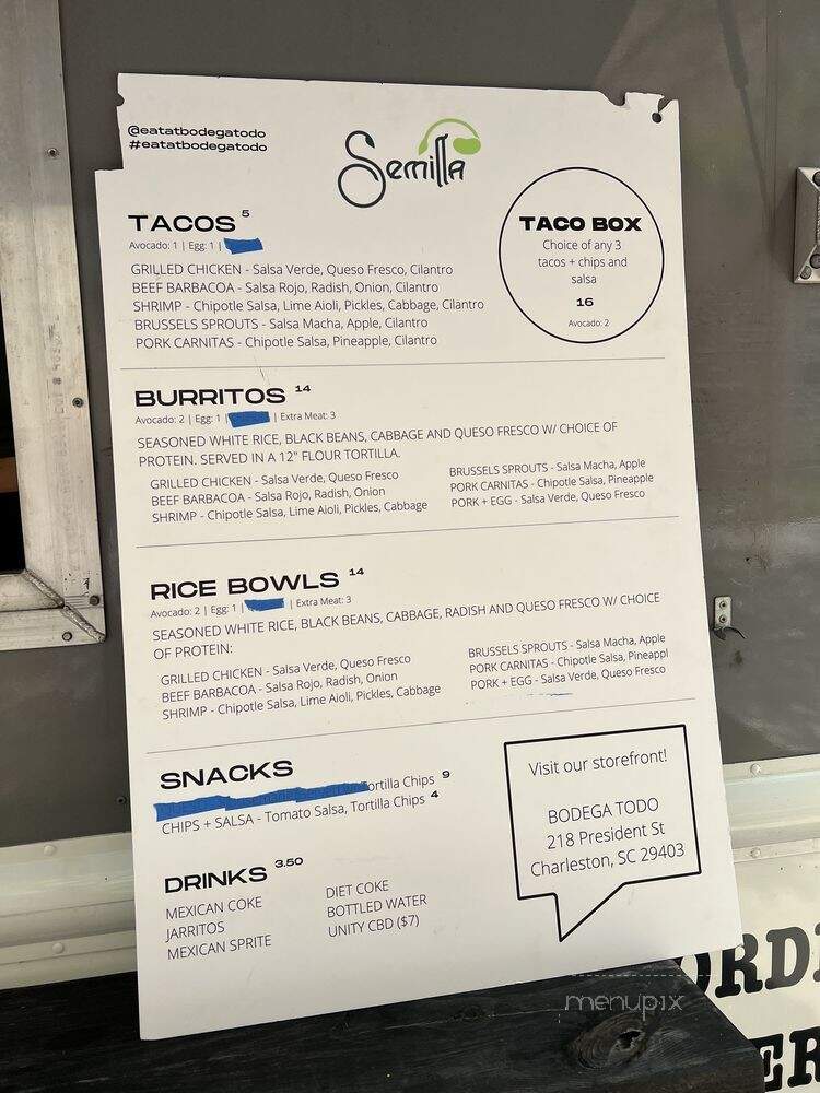 Semilla - Charleston, SC menu_pic