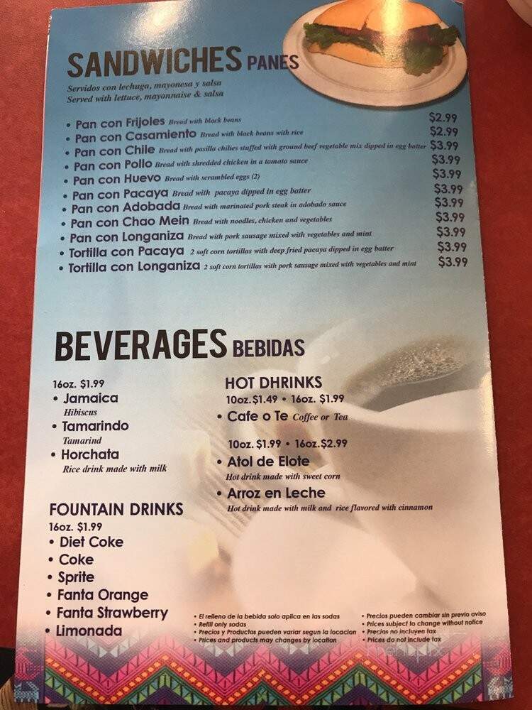 Guatemalteca Bakery & Restaurant - Maywood, CA menu_pic