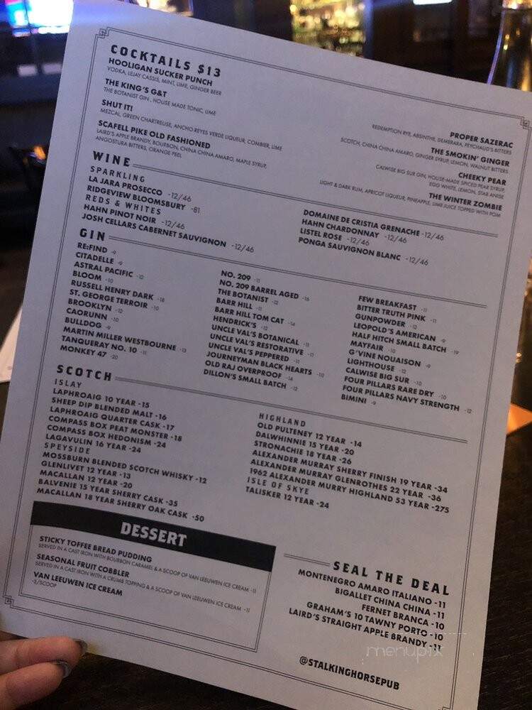 The Stalking Horse Brewery & Freehouse - Los Angeles, CA menu_pic
