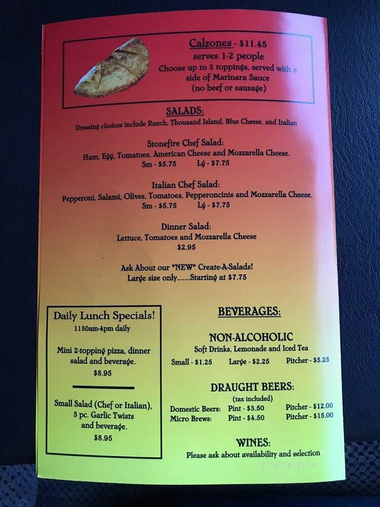 Stone Fire Pizza - Lakeport, CA menu_pic