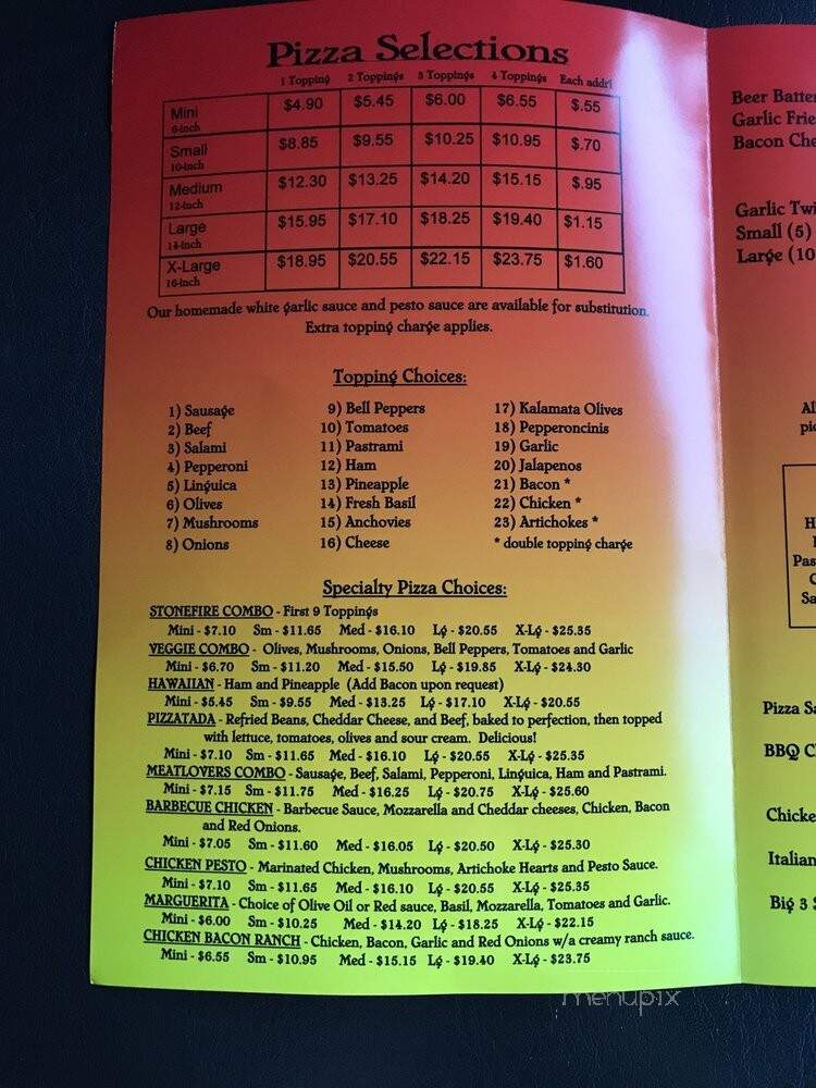 Stone Fire Pizza - Lakeport, CA menu_pic