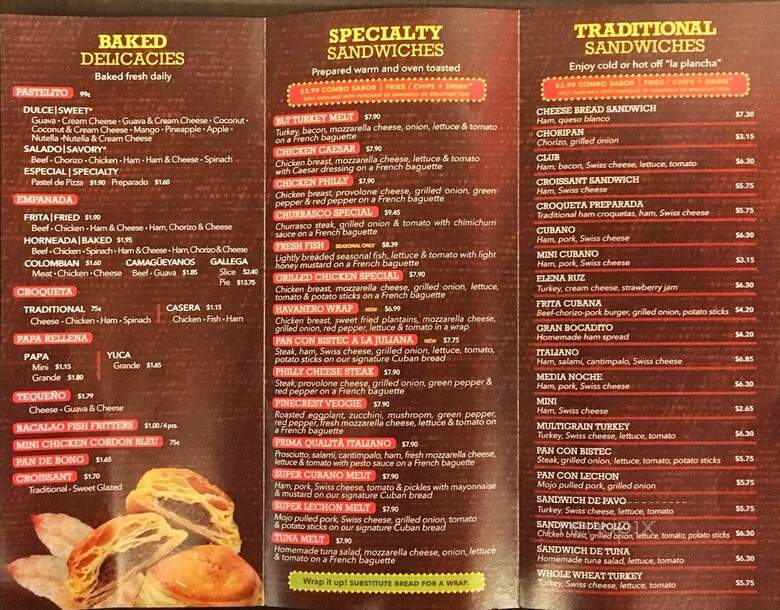 Pinecrest Bakery - North Miami, FL menu_pic