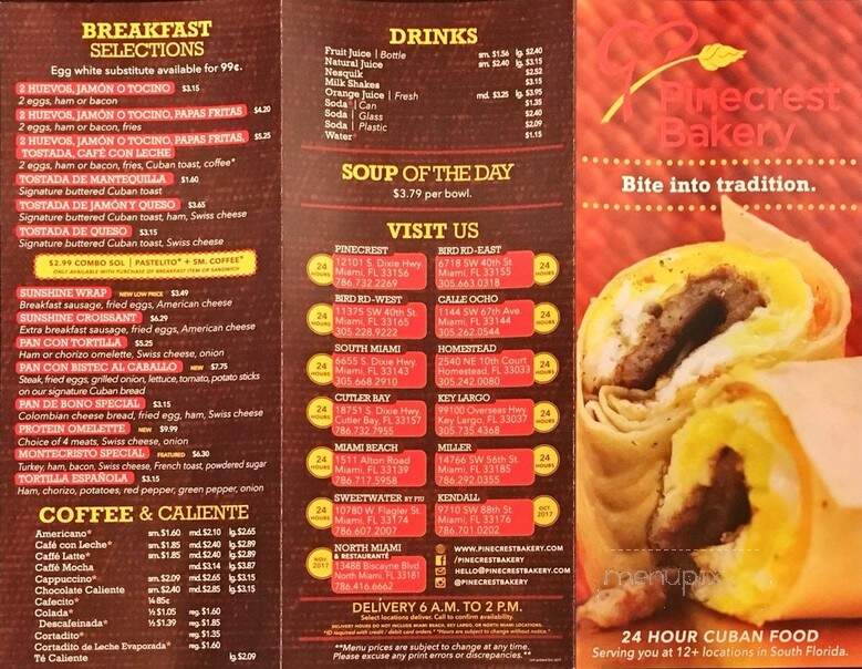 Pinecrest Bakery - North Miami, FL menu_pic