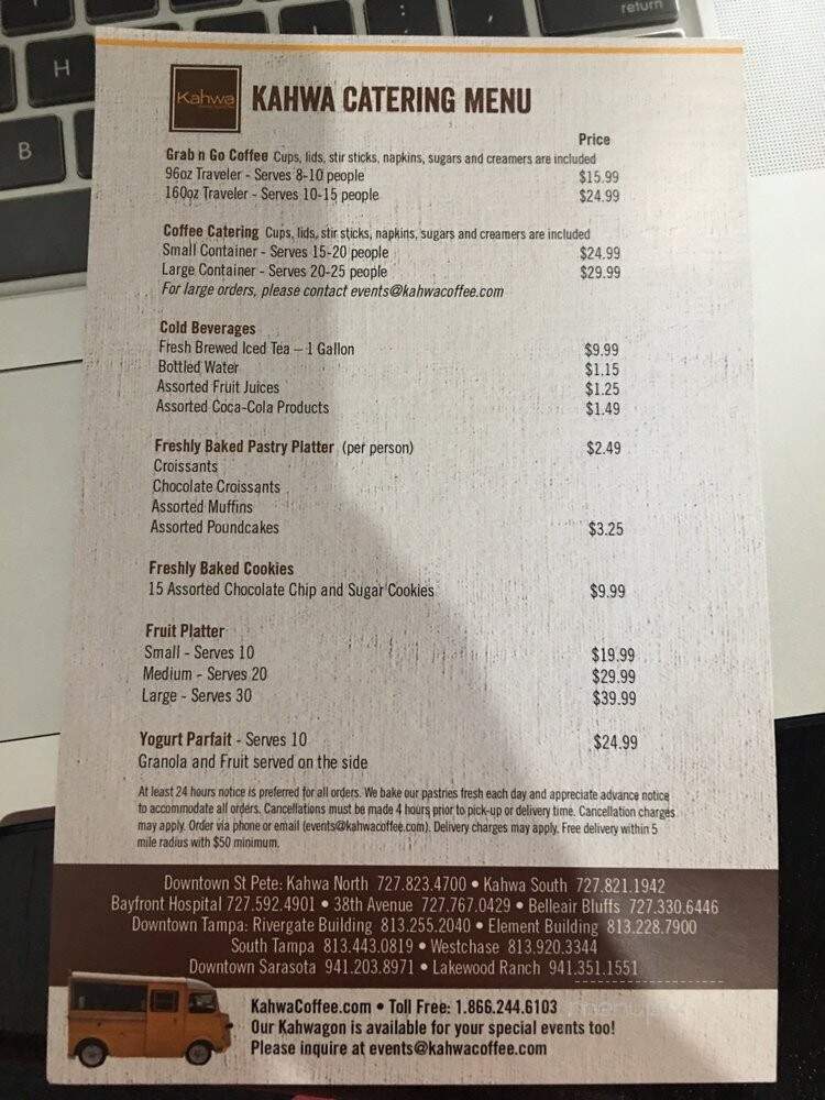 Kahwa Coffee - Lakewood Ranch, FL menu_pic