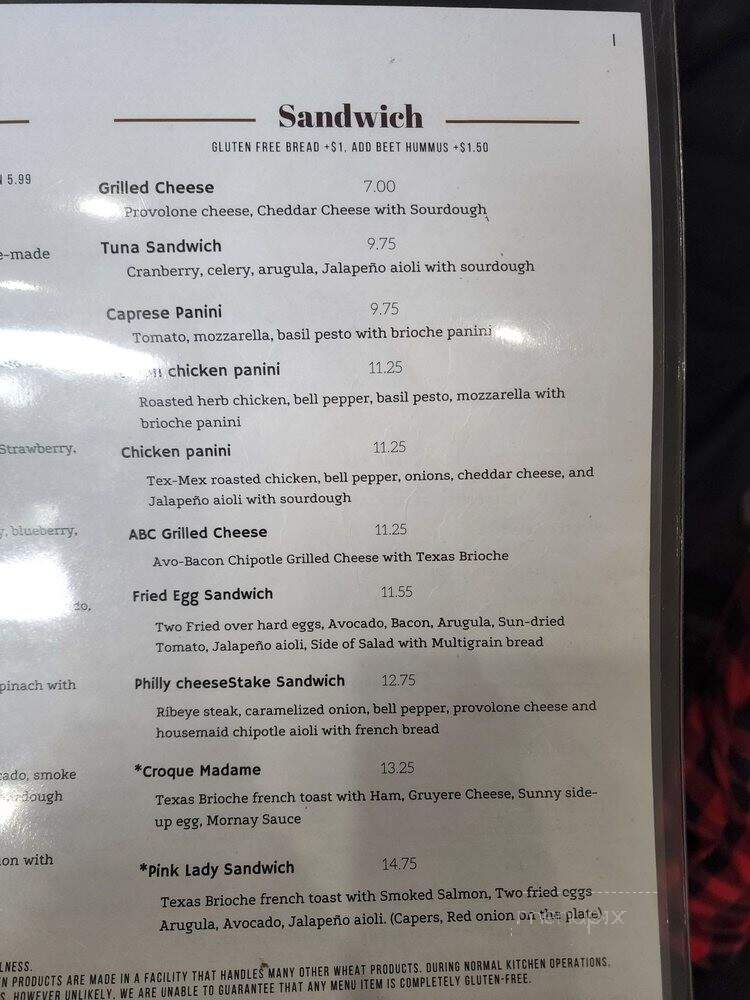 The Nest Cafe - Frisco, TX menu_pic