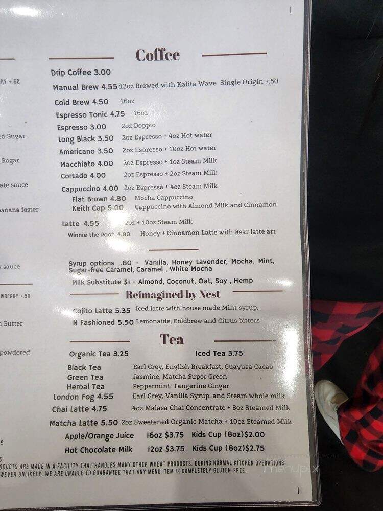 The Nest Cafe - Frisco, TX menu_pic