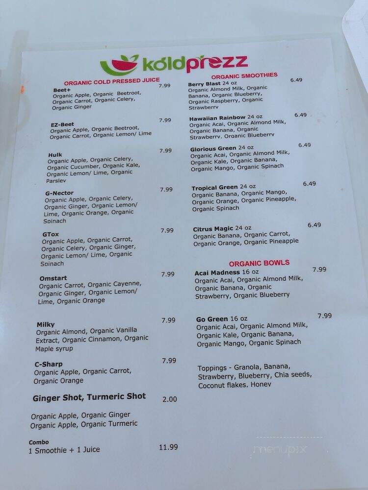 Koldprezz - Katy, TX menu_pic