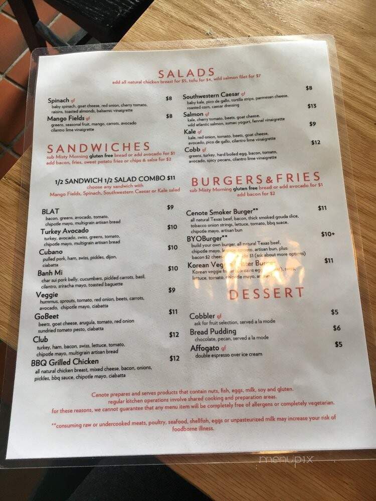 Cenote - Austin, TX menu_pic