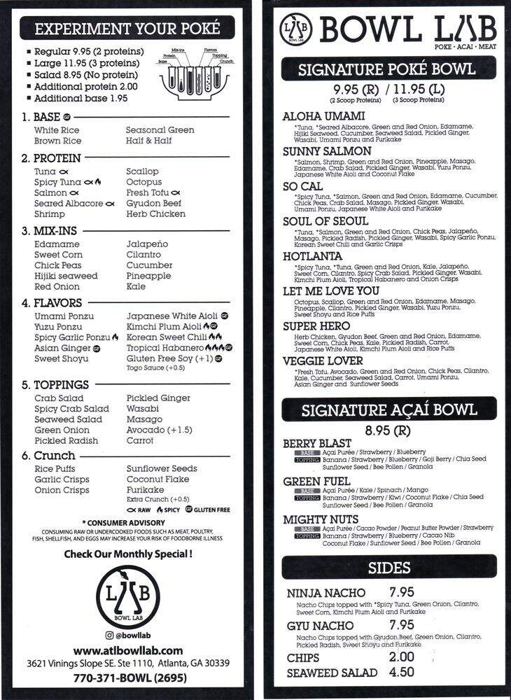 Bowl Lab - Atlanta, GA menu_pic