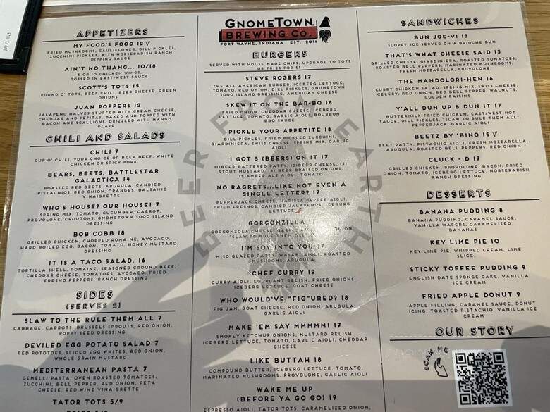 GnomeTown Brewing - Fort Wayne, IN menu_pic