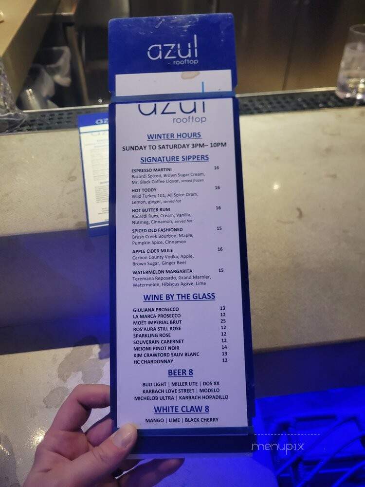 Azul Rooftop Pool Bar + Lounge - Austin, TX menu_pic