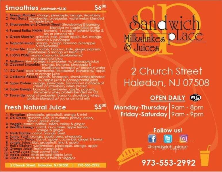 Sandwich Place - Haledon, NJ menu_pic