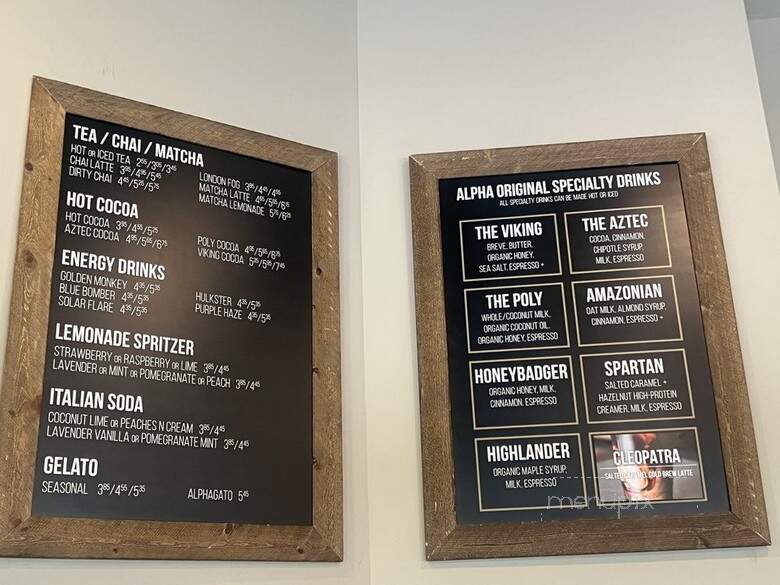 Alpha Coffee - Cottonwood Heights, UT menu_pic