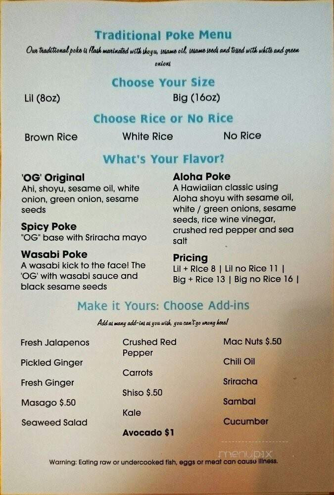 Poke-Poke - Austin, TX menu_pic