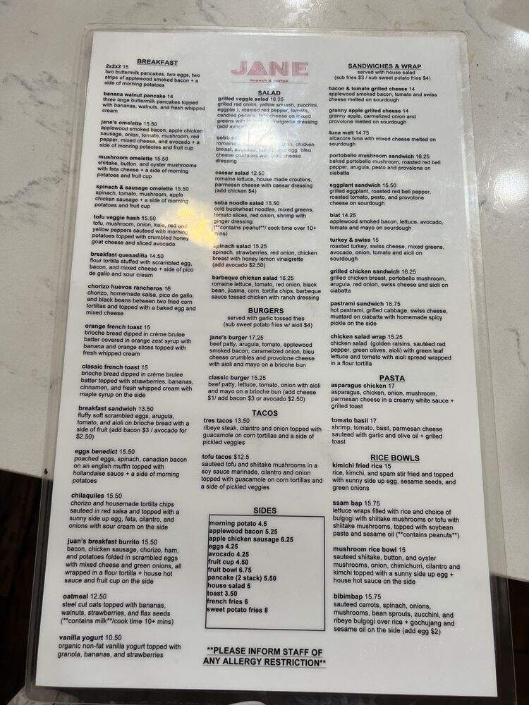 Jane - Los Angeles, CA menu_pic