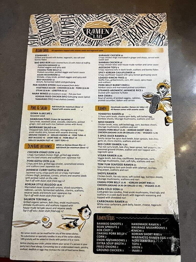 Ramen Lab Eatery - Boca Raton, FL menu_pic