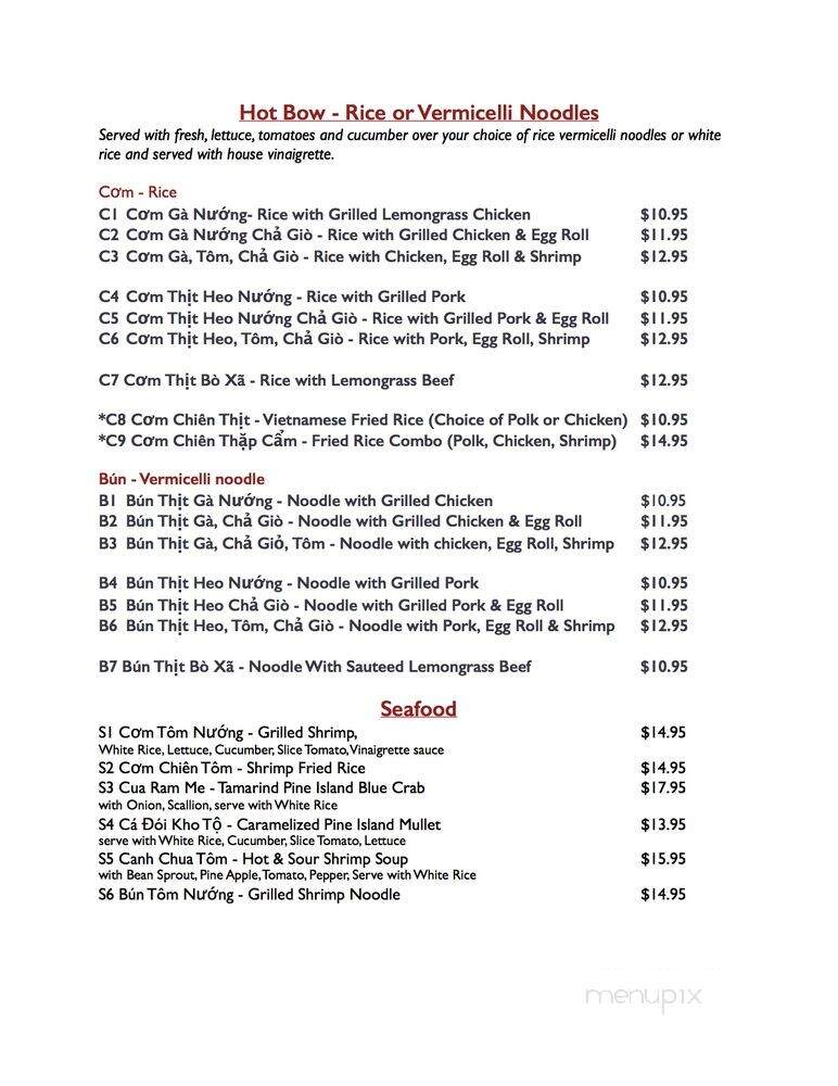Island Pho and Grill - Matlacha, FL menu_pic