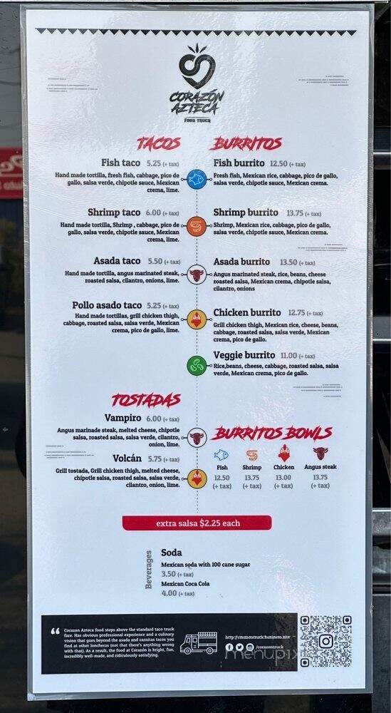 Corazon Azteca - Kirkland, WA menu_pic