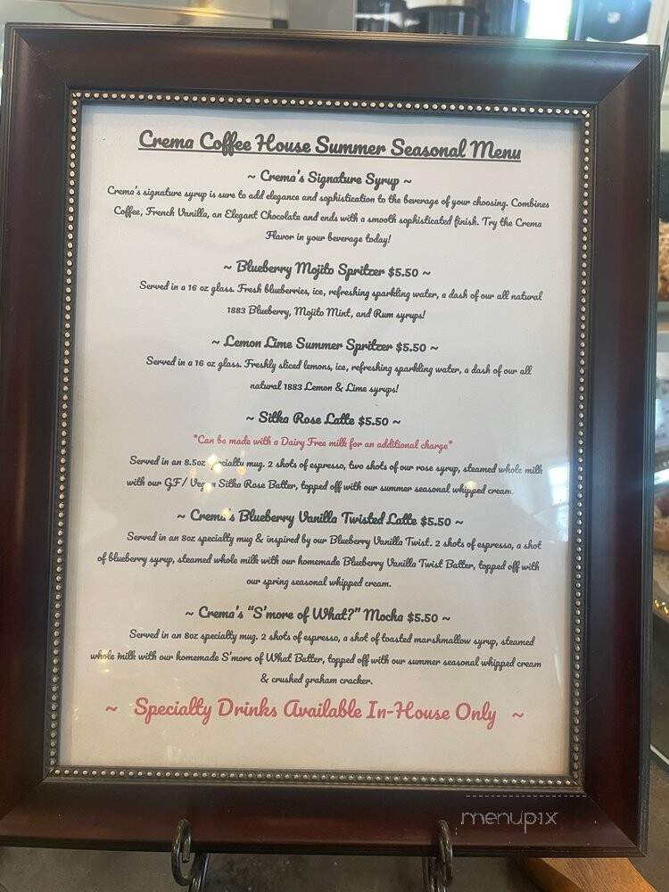 Crema Coffee House and Pasteries - Wasilla, AK menu_pic