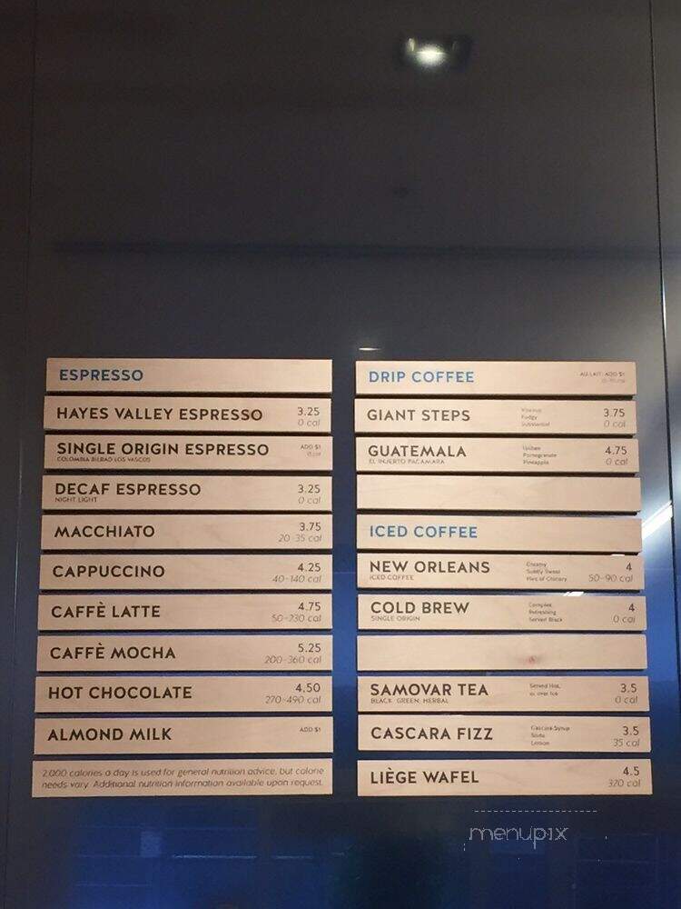 Blue Bottle Coffee - San Francisco, CA menu_pic