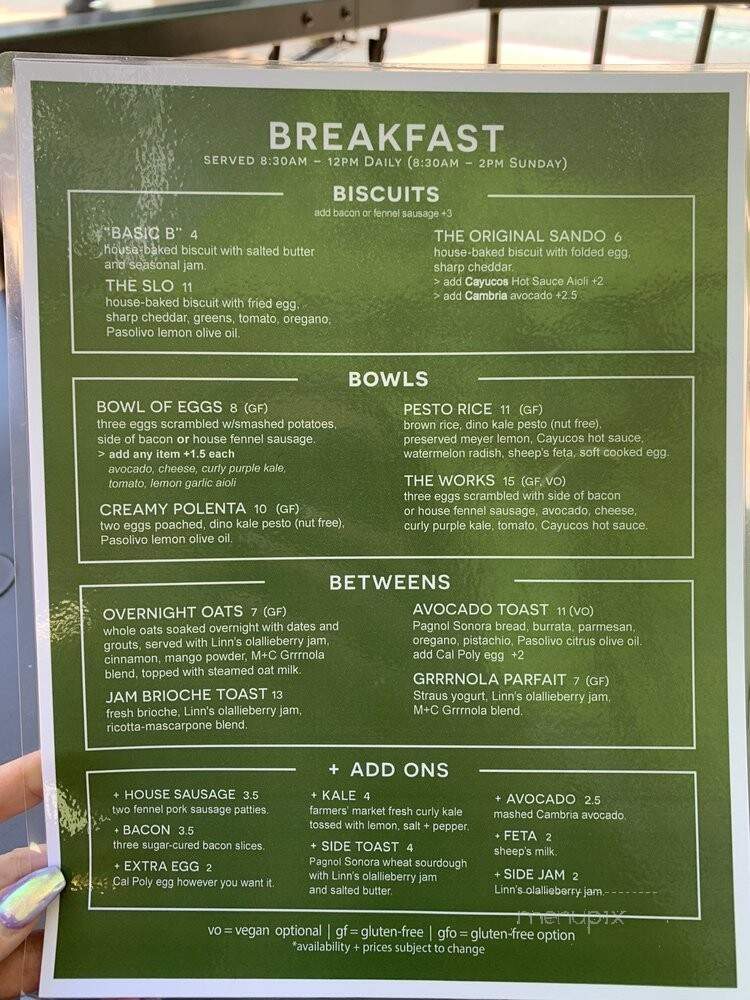 Mint + Craft - San Luis Obispo, CA menu_pic