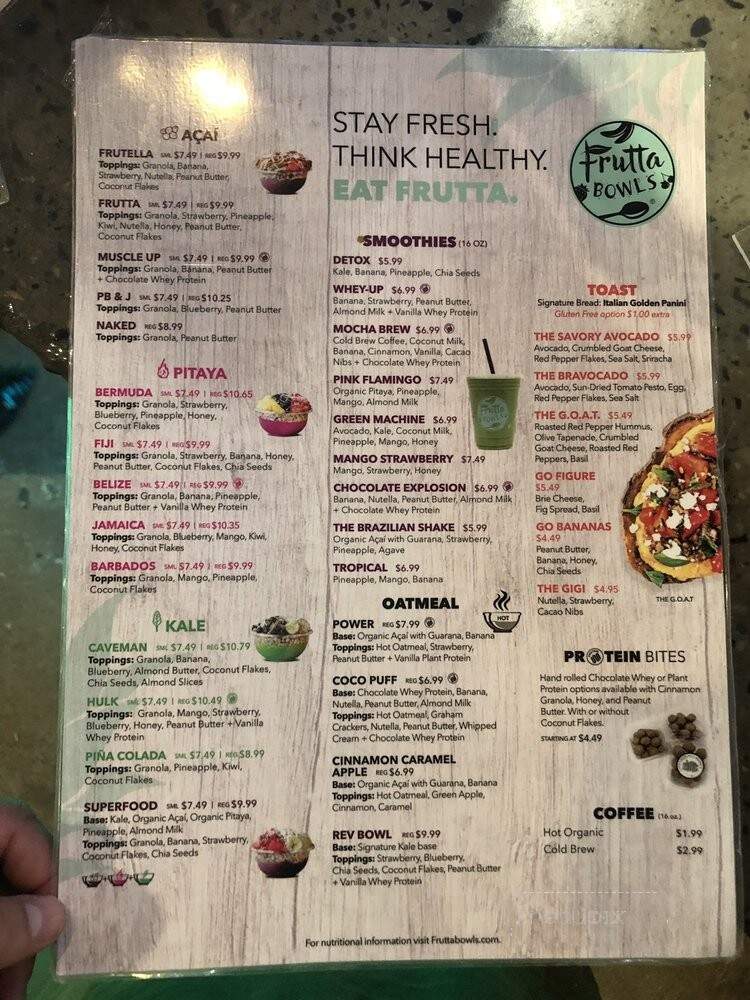 FruttaBowls - Livingston, NJ menu_pic