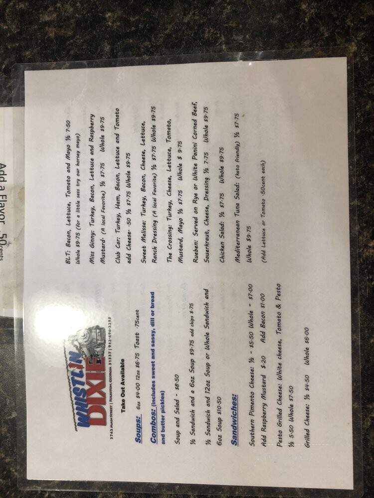 Whistlin Dixie - Folkston, GA menu_pic