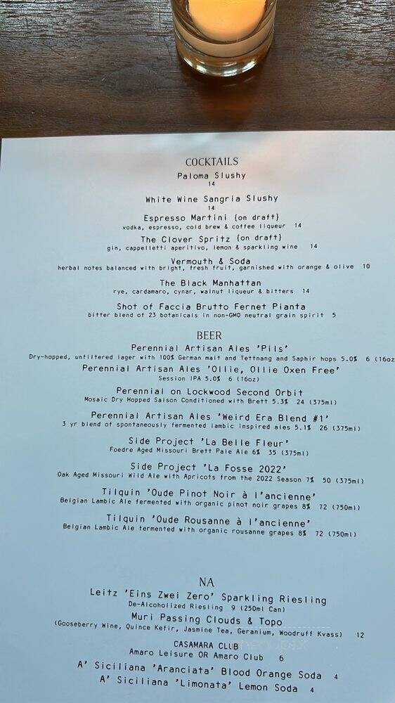 The Clover & the Bee - Webster Groves, MO menu_pic