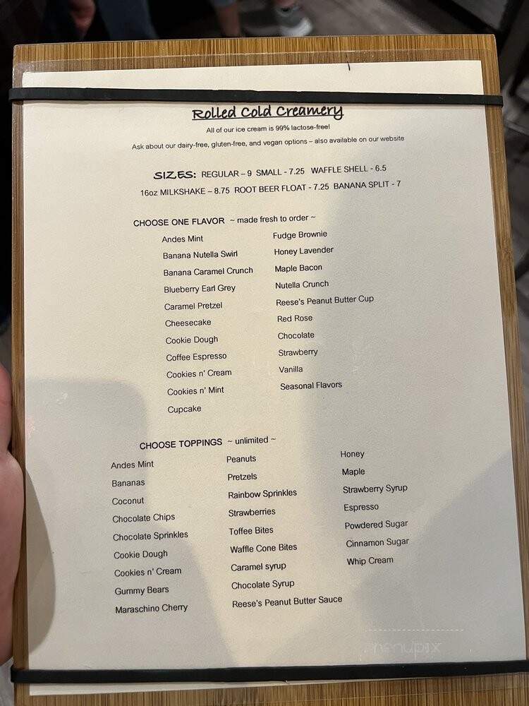 Rolled Cold Creamery - Lancaster, PA menu_pic