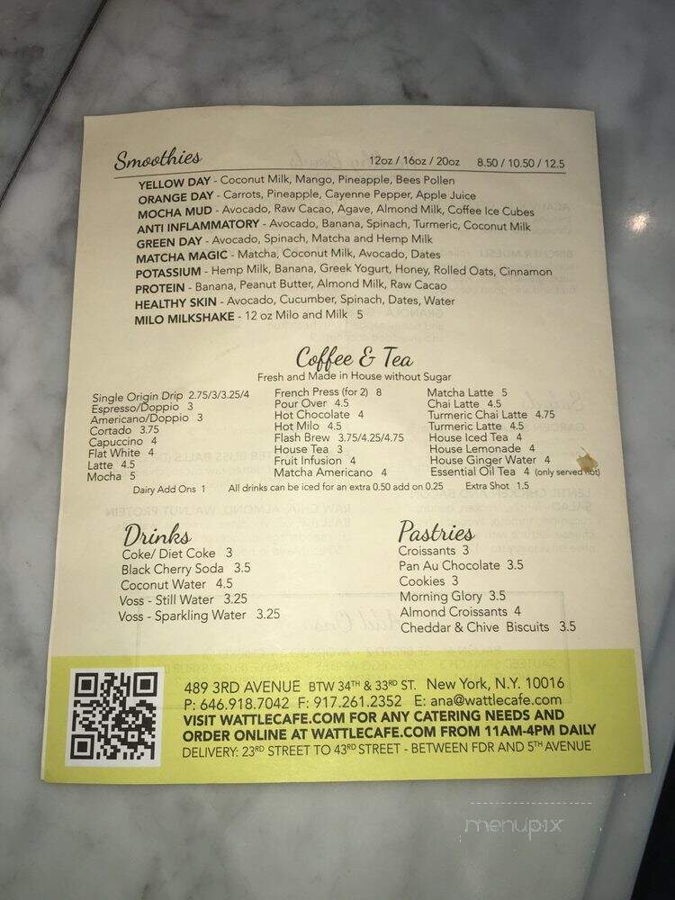 Wattle Cafe - New York, NY menu_pic