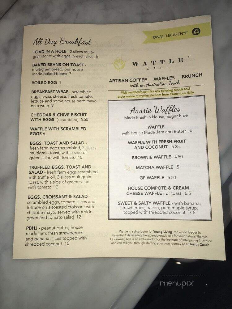 Wattle Cafe - New York, NY menu_pic