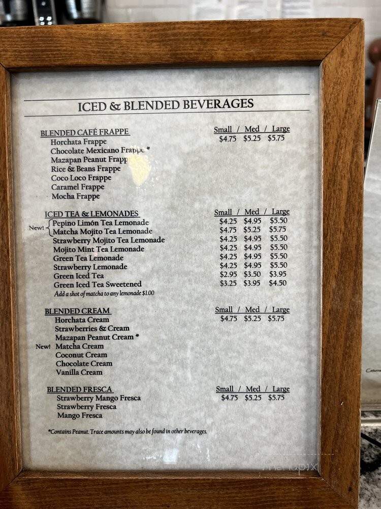 Tierra Mia Coffee - Montebello, CA menu_pic