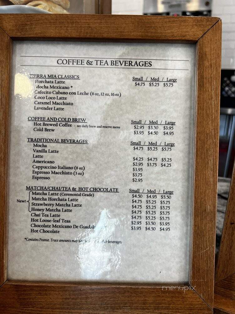 Tierra Mia Coffee - Montebello, CA menu_pic