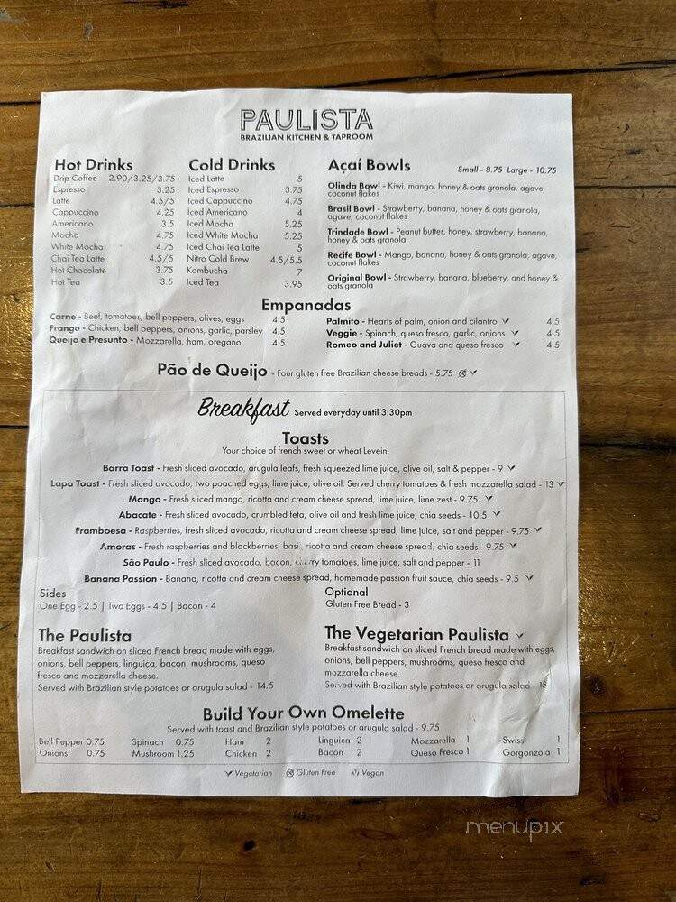 Paulista Brazilian Kitchen and Taproom - Oakland, CA menu_pic