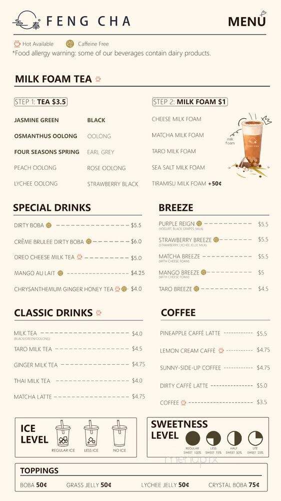 Feng Cha - Richardson, TX menu_pic