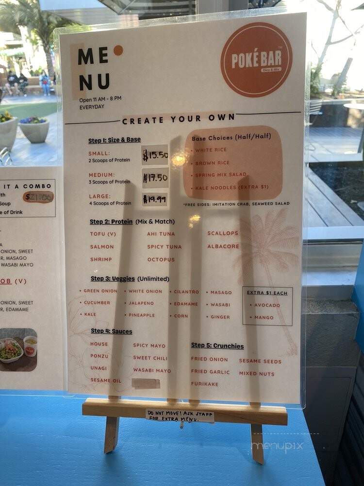 Poke Bar - San Jose, CA menu_pic