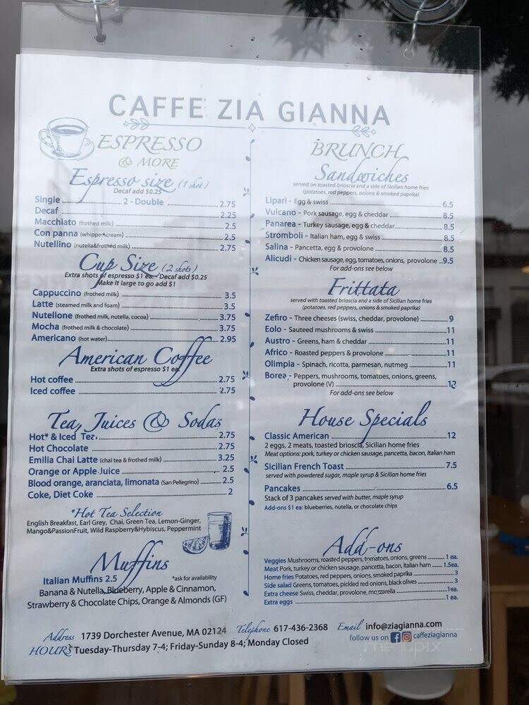 Zia Gianna - Dorchester Center, MA menu_pic