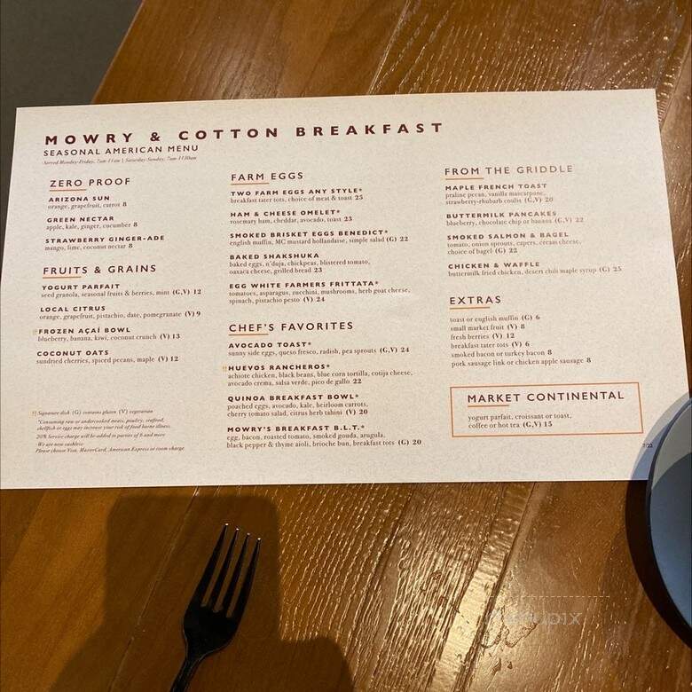 Mowry & Cotton - Scottsdale, AZ menu_pic