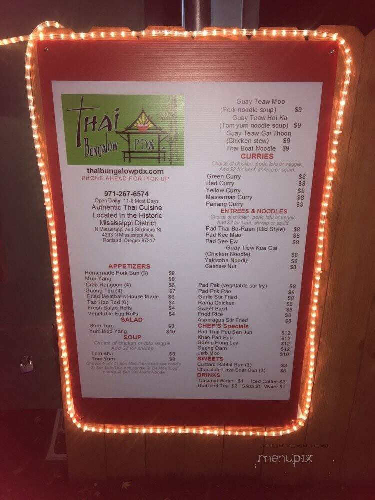 Thai Bungalow PDX - Portland, OR menu_pic