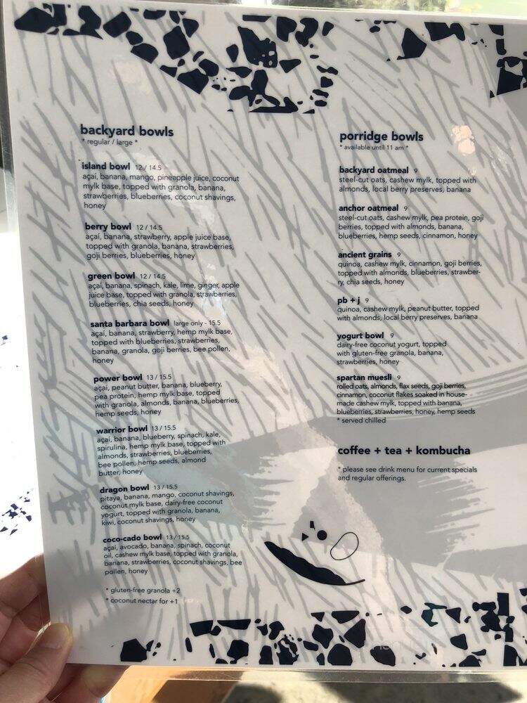 Backyard Bowls - Santa Monica, CA menu_pic