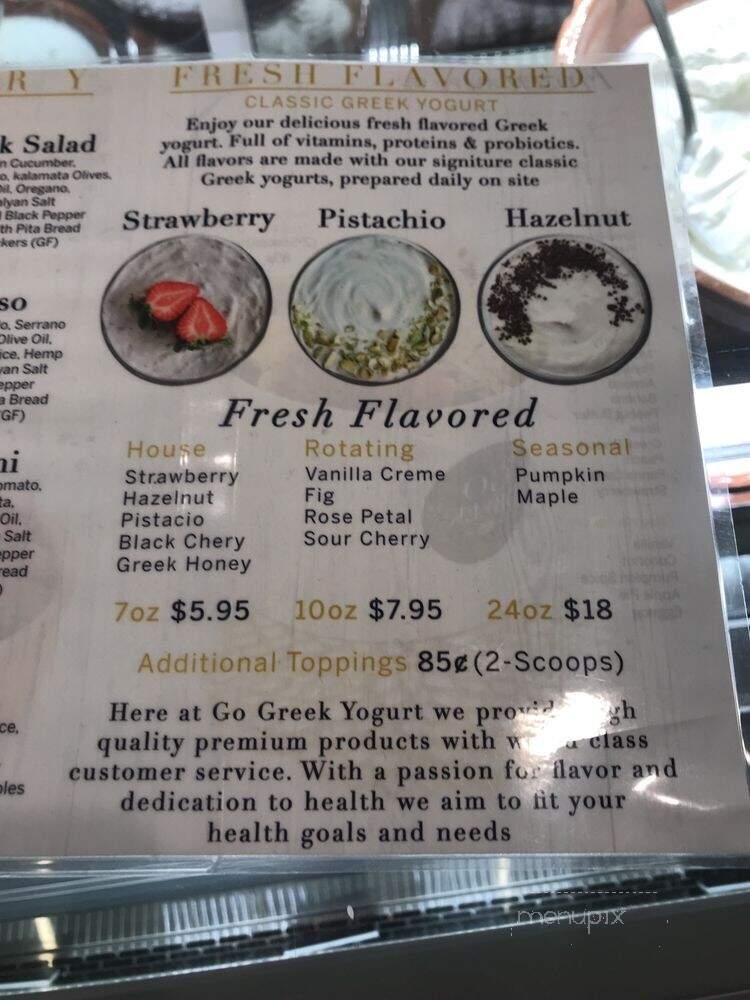 Go Greek Yogurt - Santa Monica, CA menu_pic