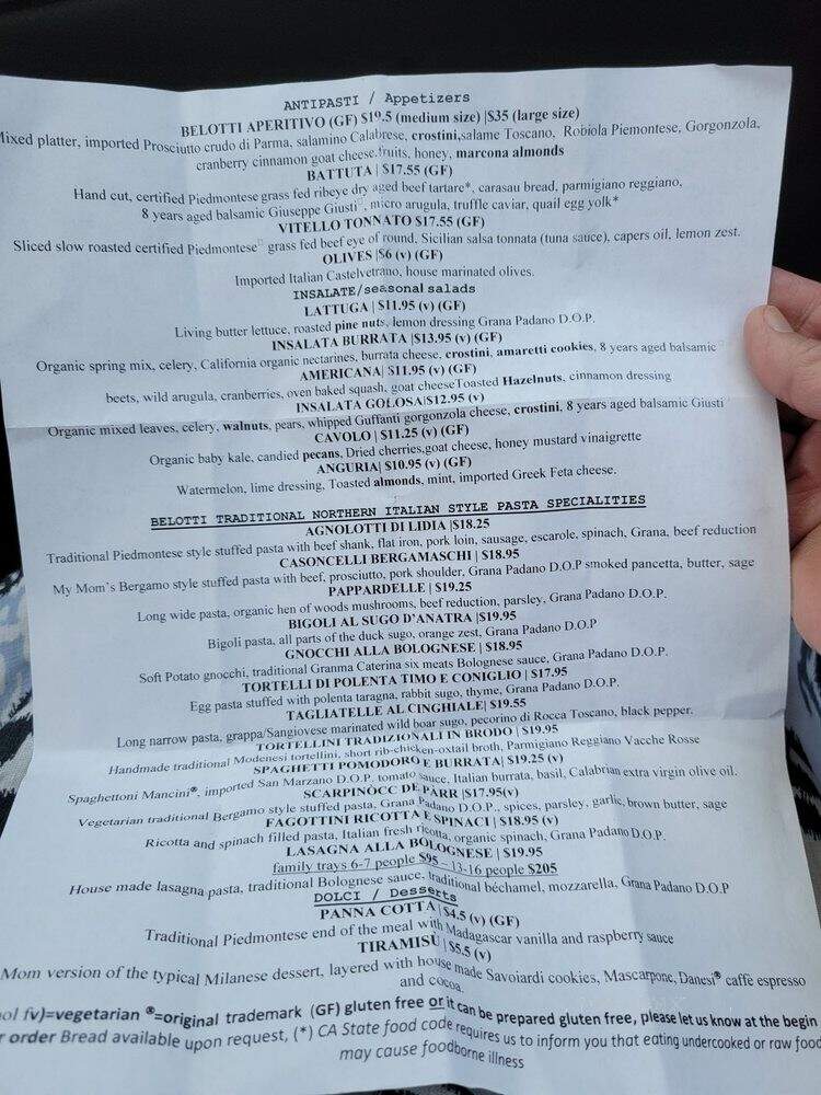 Belotti Bottega - Oakland, CA menu_pic